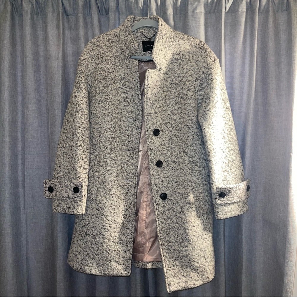 Lucky brand wool midi black and white coat